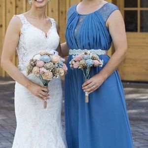 Steel Blue David’s bridal bridesmaid dress